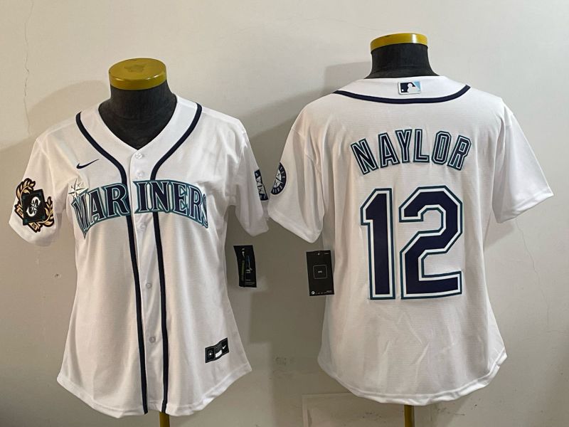 Women Seattle Mariners #12 Naylor White Game 2026 Nike MLB Jersey style 05